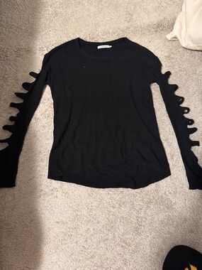 Black Women's Long Sleeve Cutout Detail Sweater